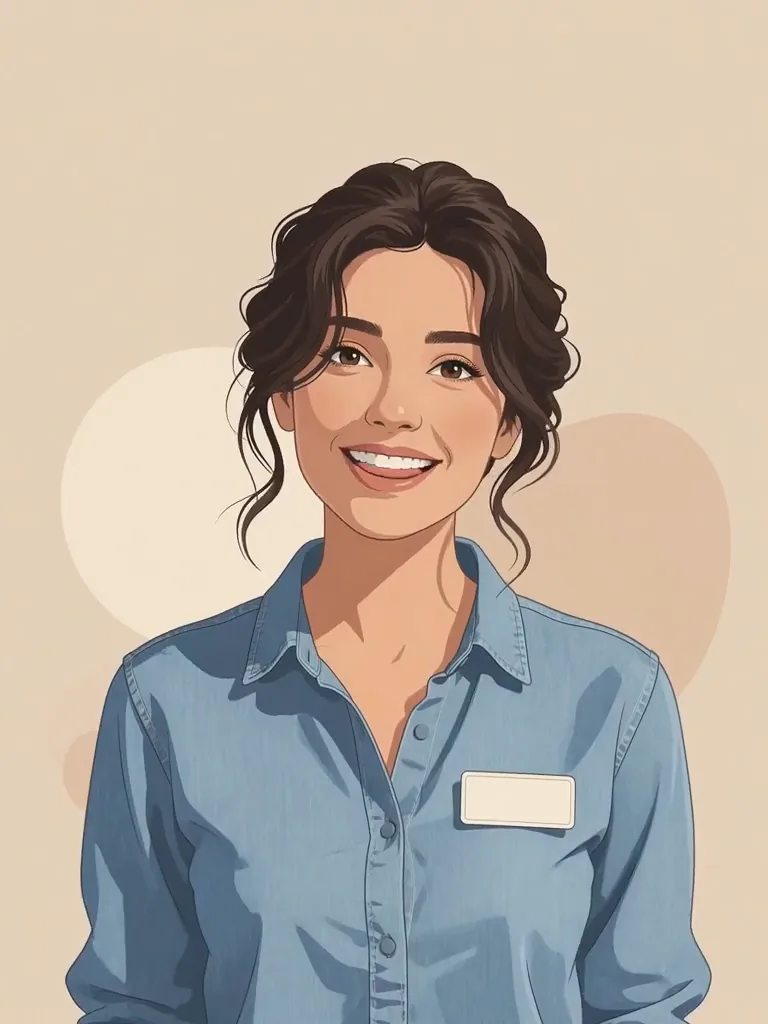 Illustrated store greeter character